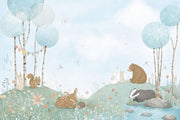 Watercolor Woodland Animals Wallpaper Whimsical Forest Wall Mural design