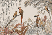 Tropical Birds Wallpaper Cream Botanical Wall Mural design