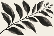 Monochrome Leaf Branch Wallpaper Cream Background Wall Mural design