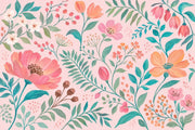 Watercolor Floral Wallpaper Muted Green Leaves Wall Mural design
