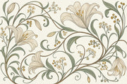 Vintage Lilies Wallpaper Ivory Botanical Wall Mural design