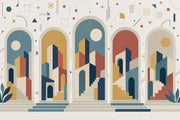Geometric Cityscape Wallpaper Paper Texture Wall Mural design