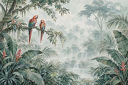 Macaws Tropical Jungle Wallpaper Watercolor Botanical Wall Mural design