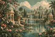 Mughal Palace Wallpaper Lotus Pond Wall Mural design