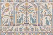 Egyptian Cats And Birds Wallpaper Pastel Geometric Wall Mural design