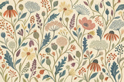 Vintage Wildflowers Wallpaper Cream Botanical Wall Mural design