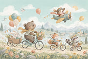 Whimsical Animals Wallpaper Storybook Countryside Wall Mural design