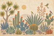 Desert Cactus Wallpaper Vintage Botanical Wall Mural design