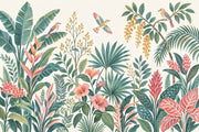 Watercolor Tropical Birds Wallpaper Botanical Jungle Foliage Wall Mural design