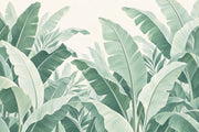 Tropical Banana Leaves Wallpaper Cream Background Wall Mural design