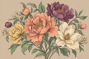 Vintage Peony Wallpaper Beige Botanical Wall Mural design