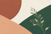 Abstract Botanical Shapes Wallpaper Terracotta Green Geometric Wall Mural design
