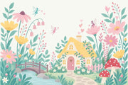 Fairy Garden Cottage Wallpaper Pastel Floral Wall Mural design