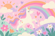 Pastel Unicorn Rainbow Wallpaper Fairytale Kids Wall Mural design