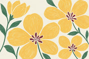 Yellow Flowers Wallpaper Hand Drawn Botanical Wall Mural design