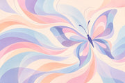 Pastel Butterfly Wallpaper Watercolor Flowing Curves Wall Mural design