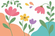 Modern Floral Illustration Wallpaper White Background Wall Mural design