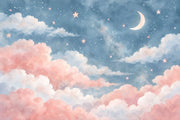 Watercolor Moon And Stars Wallpaper Pastel Sky Wall Mural design
