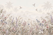 Pastel Wildflowers Wallpaper Misty Mountains Wall Mural design