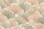 Ginkgo Leaves Wallpaper Sage Green Peach Wall Mural design