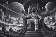 Astronaut Throne Wallpaper Monochrome Space Ruins Wall Mural design