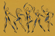 Abstract Dancers Wallpaper Mustard Yellow Geometric Wall Mural design