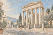 Mediterranean Temple Ruins Wallpaper Vintage Fresco Wall Mural design