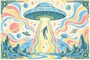 UFO Abduction Wallpaper Retro Sci Fi Wall Mural design