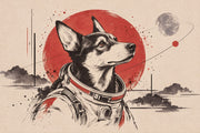 Astronaut Dog Wallpaper Retro Space Poster Wall Mural design