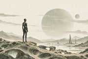 Alien Planet Explorer Wallpaper Beige Sci Fi Landscape Wall Mural design