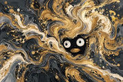 Abstract Face Swirl Wallpaper Black Gold Wall Mural design
