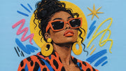 Embroidered Sunglasses Woman Wallpaper Pop Art Portrait Wall Mural design