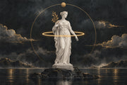 Classical Statue Wallpaper Gold Halo Wall Mural design