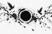 Gothic Ravens And Roses Wallpaper Ink Illustration Wall Mural design