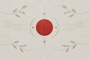 Red Sun Branches Wallpaper Minimal Chinoiserie Wall Mural design