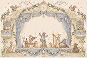 Woodland Animal Orchestra Wallpaper Blue Curtain Theater Wall Mural design
