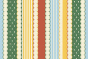 Retro Vertical Stripes Wallpaper Polka Dot Scalloped Border Wall Mural design
