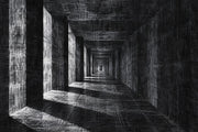 Futuristic Corridor Wallpaper Industrial Perspective Wall Mural design