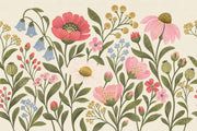 Wildflower Bouquet Wallpaper Vintage Botanical Wall Mural design