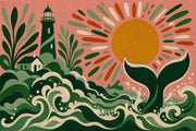 Lighthouse Wallpaper Coastal Whale Tail Removable Wall Decor design