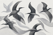 Cranes Wallpaper Birds Line Art Removable Wall Decor design