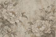 Sepia Peony Wallpaper Distressed Botanical Wall Mural design