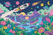 Kids Space Adventure Wallpaper Cartoon Galaxy Wall Mural design