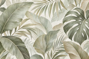 Tropical Leaves Wallpaper Sage Green Botanical Wall Mural design