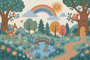 Woodland Rainbow Wallpaper Whimsical Landscape Wall Mural design