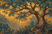 Ancient Tree Forest Wallpaper Gold Background Wall Mural design
