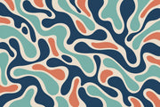 Abstract Ribbon Shapes Wallpaper Mid Century Modern Wall Mural design