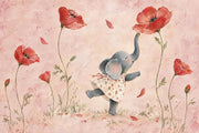 Watercolor Elephant Wallpaper Poppy Garden Wall Mural design