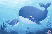 Watercolor Whale Wallpaper Underwater Nursery Wall Mural design
