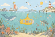 Watercolor Underwater Adventure Wallpaper Nautical Kids Wall Mural design